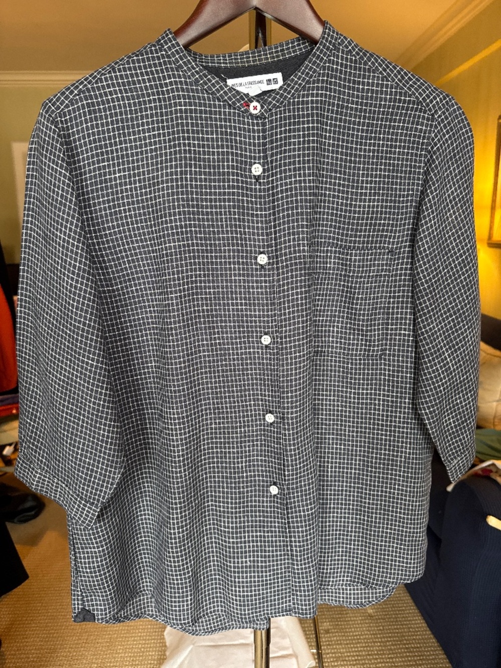 Vintage Ines de la Fressange x Uniqlo grid check blouse